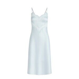 SKIMS WOVEN SHINE LACE MIDI SLIP DRESS CLOUD NWT small